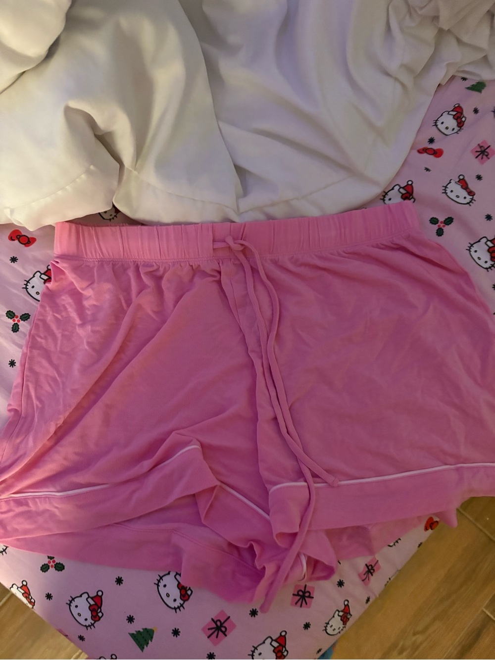 Pink Drawstring Lounge Shorts - Picture 3 of 4